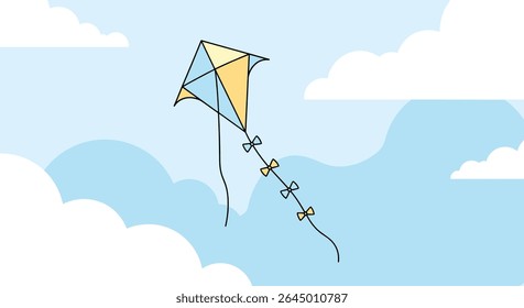 Soaring Kite Above The Clouds A Delightful Skyward Journey On A Breezy Day
