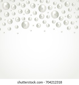 Soaring pearl different size beads abstract background. Shiny pearl design. Vector illustration.