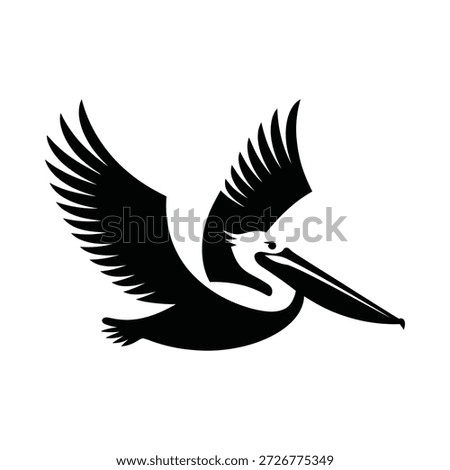 Soaring pelican in flight a striking black and white avian depiction