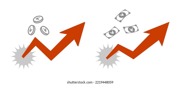 Soaring prices, arrow of price hike shock, vector illustration icon 