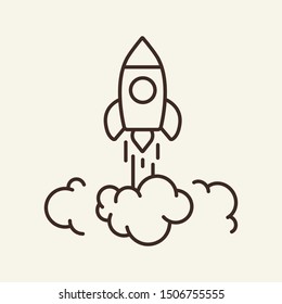 Soaring rocket line icon. Space, blastoff, astronaut. Space technology concept. Vector illustration can be used for topics like cosmonautics, modern technologies, science
