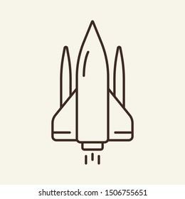 Soaring spaceship line icon. Space, blastoff, astronaut. Space technology concept. Vector illustration can be used for topics like cosmonautics, modern technologies, science