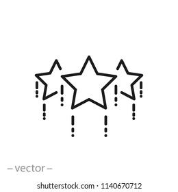 soaring stars icon, three stars linear sign isolated on white background - editable vector illustration eps10
