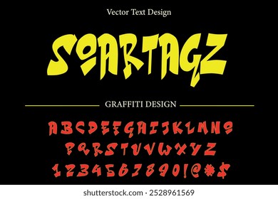 SoarTagz Graffiti Font vector text design, Perfect For logo designing, graffiti art, vector illustration, typography, wall art, and Other projects. SHOTLISTseason. 