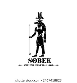 SOBEK Silhouette of ancient egyptian god middle east crocodile death king with crown and scepter