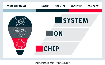 SOC - System On Chip acronym. business concept background.  vector illustration concept with keywords and icons. lettering illustration with icons for web banner, flyer, landing pag
