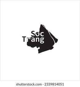 Soc Trang map and black letter design on white background