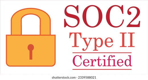 A SOC2 type II certified sign with a padlock - Concept of privacy - cyber security illustration  - vector 