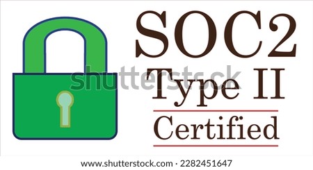 A SOC2 type II certified sign with a padlock - Concept of privacy - cyber security illustration  - vector 