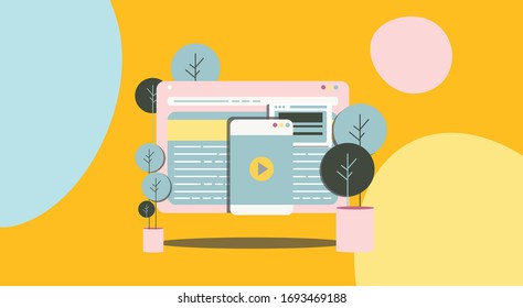 Interfaz de aplicación de medios sociales de teléfono móvil. Suscripción ... El celular de Socailmedia se burla . Ilustración vectorial.concepto ilustración vectorial. diseño de estilo plano de ilustración de vector estadístico de datos