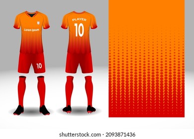 Plantilla de maquillaje de Soccer Jersey. uniforme para futbolín o futsal club. con diseño frontal, posterior y patrón.