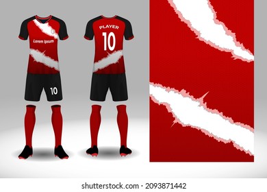 Socccer Jersey mockup template. uniform for football or futsal club. with front, back and pattern design.