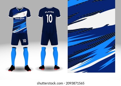 Socccer Jersey mockup template. uniform for football or futsal club. with front, back and pattern design.