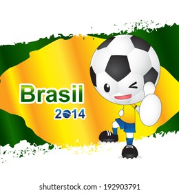 Soccer 2014 Brasil with football cartoon characters