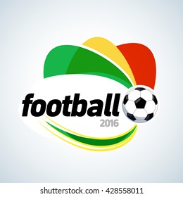 Soccer 2016 apparel t-shirt design. Football banner graphic design template. Isolated vector illustration.