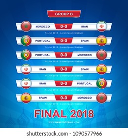 Soccer 2018 championship tournament in russia - GROUP B Portugal Spain Morocco Iran vector illustration