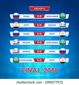 Soccer 2018 championship tournament in russia - GROUP A Russia Saudi Arabia Egypt Uruguay vector illustration