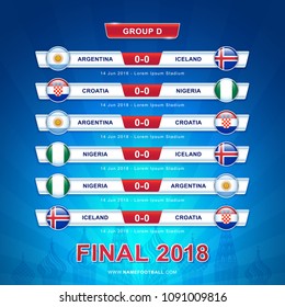 Soccer 2018 championship tournament in russia - GROUP D Argentina Iceland Croatia Nigeria vector illustration