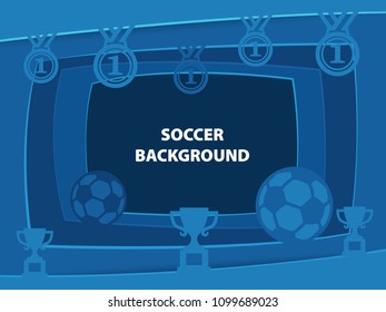 Soccer 3D abstract background with paper cut shapes