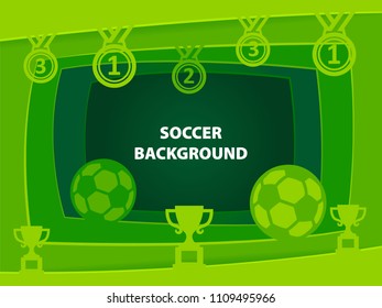 Soccer 3D abstract background with paper cut shapes