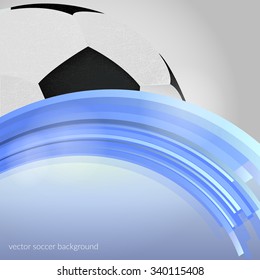 Soccer abstract background with ball and blue gradient lines. Vector illustration