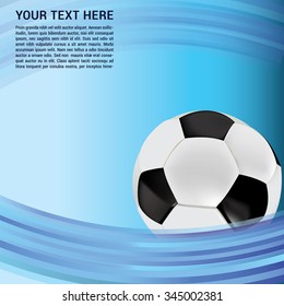 Soccer abstract background with ball and blue gradient lines. Vector illustration