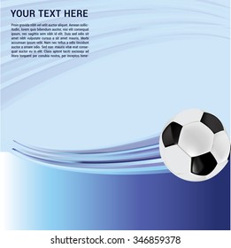 Soccer abstract background with ball and blue gradient lines. Vector illustration