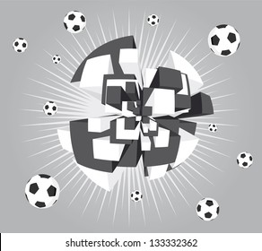 Soccer abstract ball exploding background