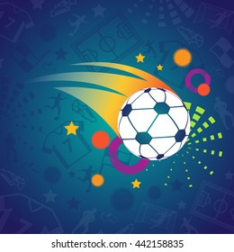 Soccer Abstract Blue Background. Soccer 2016 Football. Vector Illustration, Graphic Design. Soccer Ball, Sport Concept