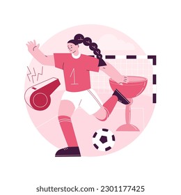 Soccer abstract concept vector illustration. Team sport, play ball, professional world championship, sport game, player uniform, soccer stadium, winner cup, grass field, match abstract metaphor.