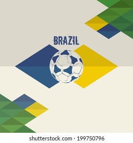 Soccer abstract geometric background using Brazil flag colors with a ball