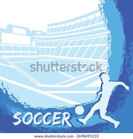Soccer Abstract Grunge Background with Stadium Silhouette for Banner Poster
