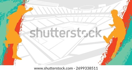 Soccer Abstract Grunge Background with Stadium Silhouette for Banner Poster