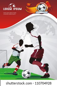 Soccer Action Player on beautiful Abstract Background. Original Vector illustration sports series. Classical football poster.