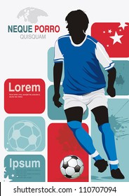 Soccer Action Player on beautiful Abstract Background. Original Vector illustration sports series. Classical football poster.