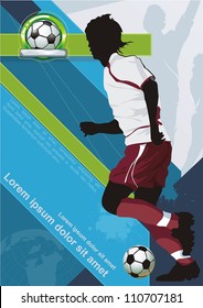 Soccer Action Player on beautiful Abstract Background. Original Vector illustration sports series. Classical football poster.