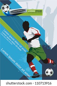 Soccer Action Player on beautiful Abstract Background. Original Vector illustration sports series. Classical football poster.