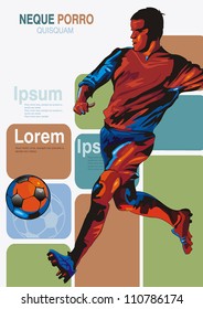 Soccer Action Player on beautiful Abstract Background. Original Vector illustration sports series. Classical football poster.