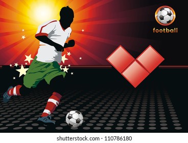 Jogador de Ação de Futebol em belo fundo abstrato. Original Vetor ilustração série de esportes. Eu adoro futebol, pôster clássico de futebol.