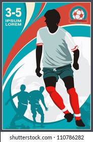 Soccer Action Player on beautiful Abstract Background. Original Vector illustration sports series. Classical football poster.