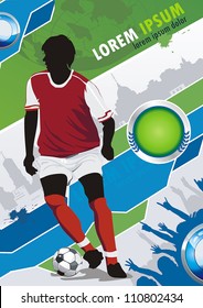 Soccer Action Player on beautiful Abstract Background. Original Vector illustration sports series. Classical football poster.