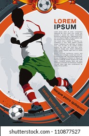 Soccer Action Player on beautiful Abstract Background. Original Vector illustration sports series. Football poster with place for your text.