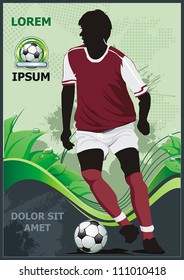 Soccer Action Player on beautiful Abstract Background. Original Vector illustration sports series. Classical football poster.
