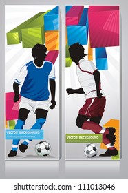 Soccer Action Player on beautiful Abstract Background. Original Vector illustration sports series. Classical football poster.