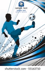 Soccer Action Player on beautiful Abstract Background. Original Vector illustration sports series. Classical football poster.