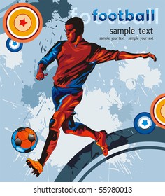 Soccer Action Player on beautiful Abstract Background. Original Vector illustration sports series. Classical football poster.