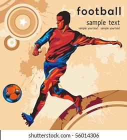 Soccer Action Player on beautiful Abstract Background. Original Vector illustration sports series. Classical football poster.