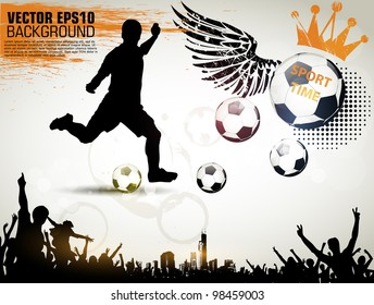 Soccer Action Player on beautiful Abstract Background. Original Vector illustration sports series. Classical football poster.