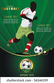 Soccer Action player. Original Vector illustration sports series. Abstract Classical football banner