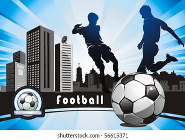 Soccer Action player. Original Vector illustration sports series. Abstract Classical football poster